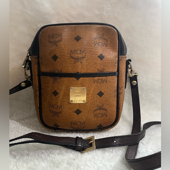 MCM Handbags - MCM VINTAGE COGNAC VISETOS SLING BAG